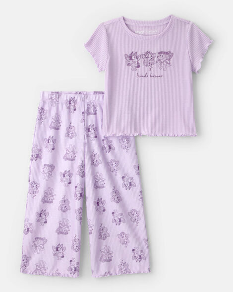 toddler girl 2-piece bluey™ short-sleeve pajama set - purple