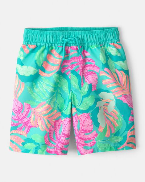 boys tropical swim trunks - teal