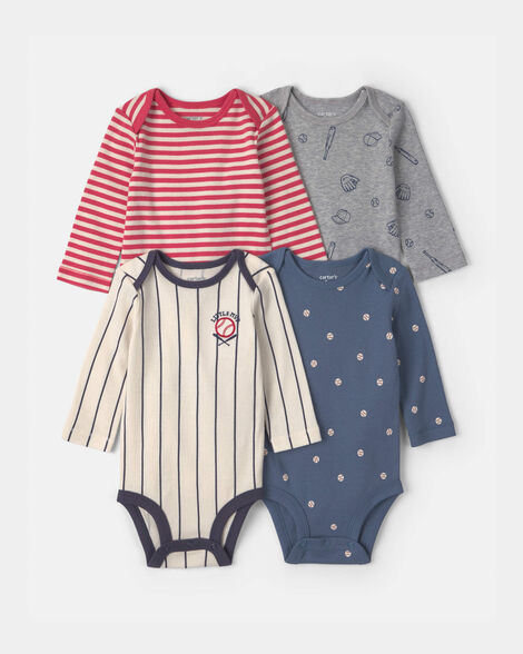 baby boy 4-pack sports long-sleeve bodysuits