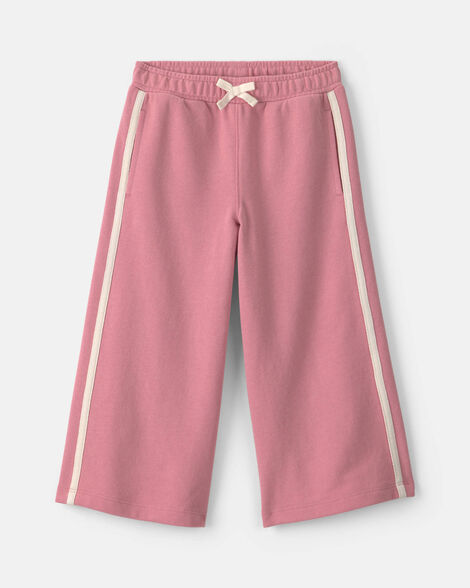 toddler girl french terry wide-leg pants - pink