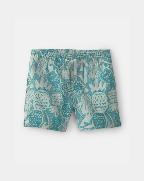Toddler Boy Pineapple Linen Shorts - Blue