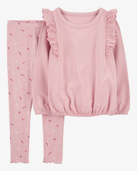  Product image 1 of Kid 2-Piece Flutter Pullover Sweatshirt & Floral Legging Set