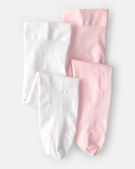 baby girl 2-pack tights - pink/white