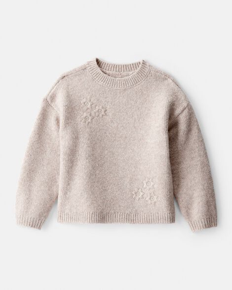 Toddler Girl Floral Long-Sleeve Sweater - Cream