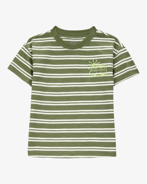  Product image 1 of Baby Sun Striped Cotton Short-Sleeve Tee - Green