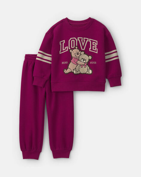 toddler girl 2-piece winnie the pooh top & pant set - burgundy