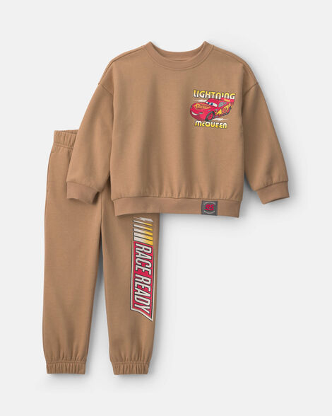 toddler boy 2-piece lightning mcqueen long-sleeve top & pant set - brown