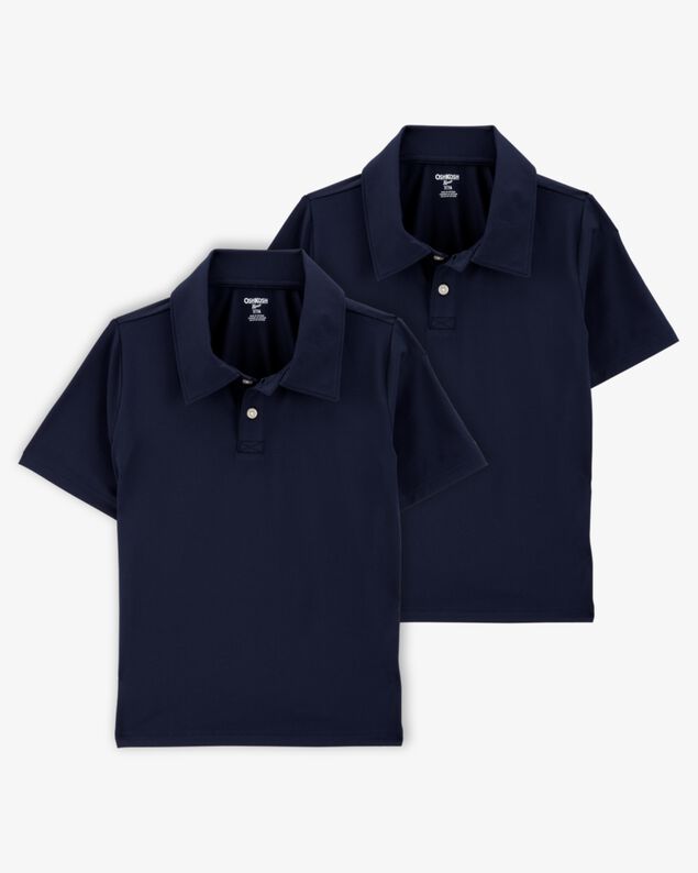 Product image 1 of Kid 2-Pack Active Uniform Polo Shirts in Moisture Wicking BeCool™ Fabric - Navy