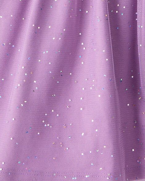 Product image 5 of Kid 2-Piece Glitter Cat Tee & Tulle Tutu Skort Set - Black/Purple