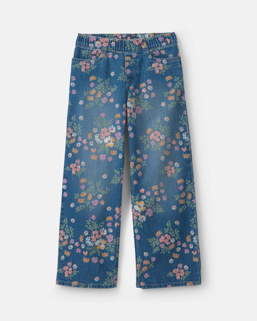 OshKosh B'gosh Girls Floral Denim Wide-Leg Jeans - Medium Wash 10 Medium Wash