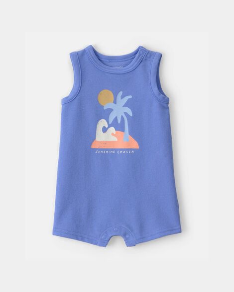 baby 'sunshine chaser' sleeveless romper - blue