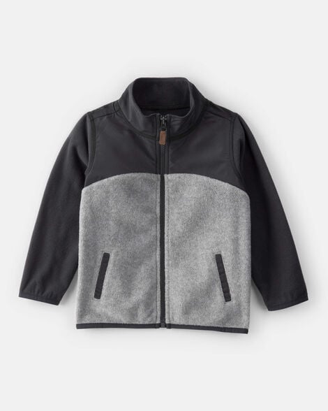 toddler boy long-sleeve zip-up jacket - grey/black