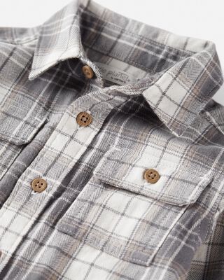 Product image 2 of Baby Organic Cotton Herringbone Button-Front Shirt in Plaid