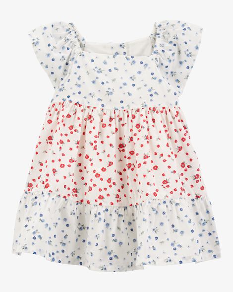  Product image 1 of Baby Tiered Poplin Floral Print Dress - Ivory