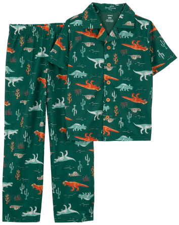 Kid 2-Piece Dinosaur Coat Style Pajamas