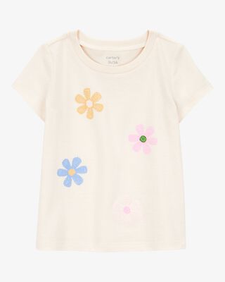 Product image 1 of Toddler Flower Short-Sleeve Graphic Tee - Cream
