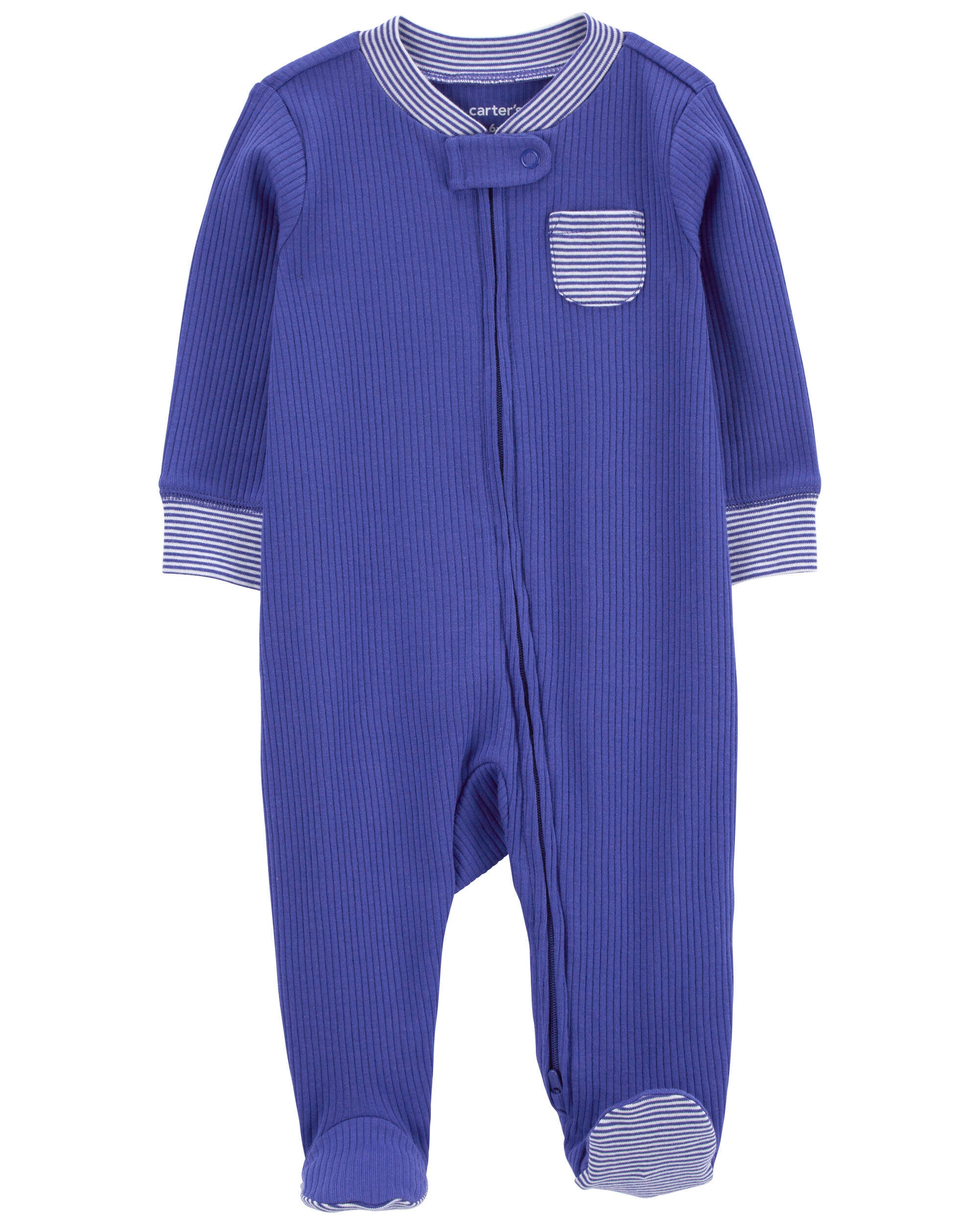 Baby Striped 2 Way Zip Sleep Play Pajamas