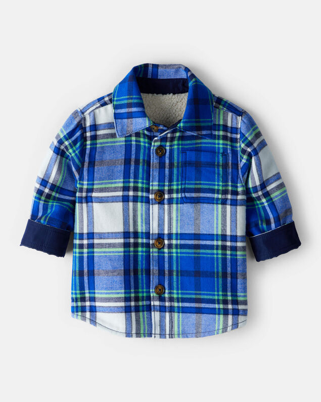 Product image 2 of Baby Boy Plaid Shera Lined Fashion Jacket - Blue