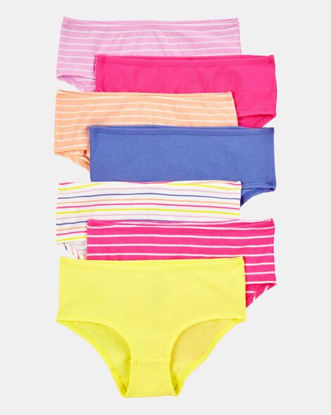toddler girl 7-pack brief stretch cotton underwear - pink/yellow