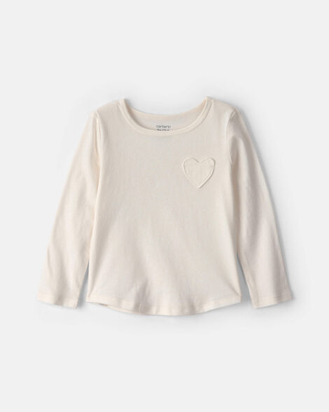 toddler girl heart long-sleeve top - cream