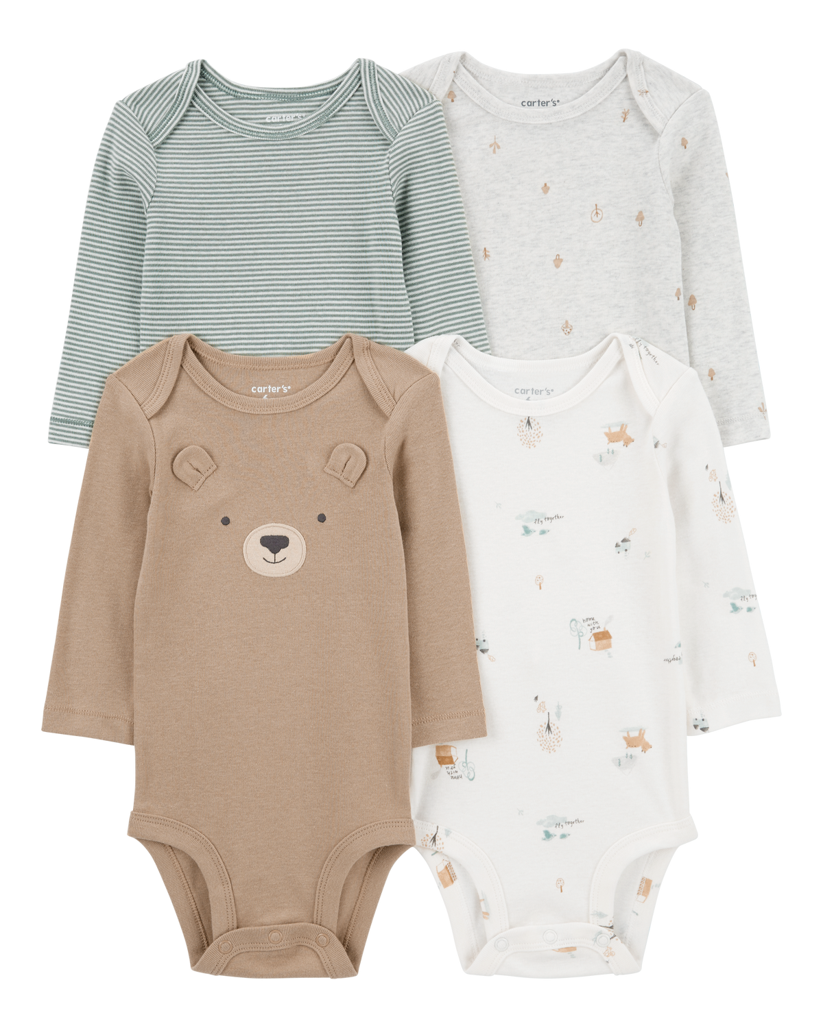 新しく着き Bodysuits Long-Sleeve Bear 4-Pack Baby - Carter's | Carter's ベビー