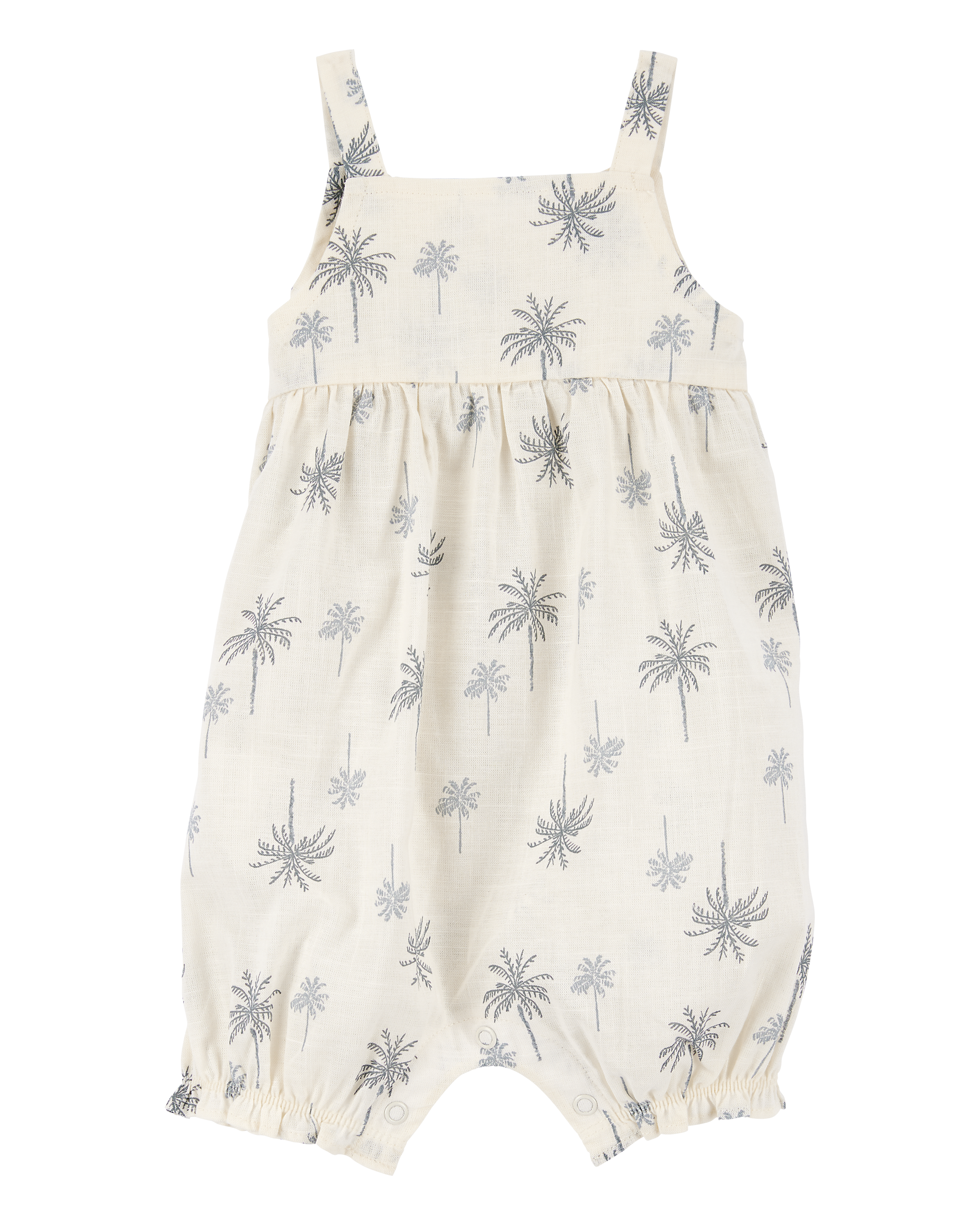 Baby Girl Palm Tree Cotton Romper - Ivory