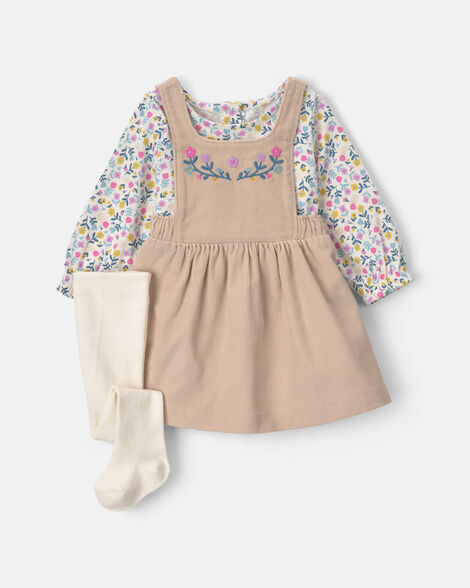 baby girl floral corduroy long-sleeve dress set