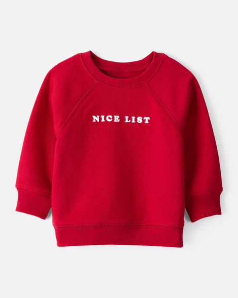 baby boy daydream fleece christmas nice list long-sleeve pullover sweatshirt - red