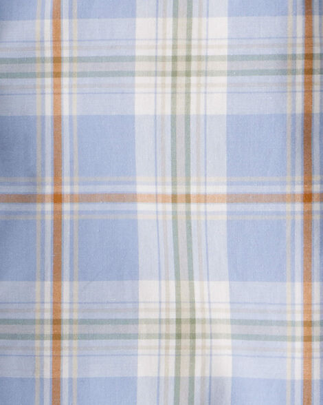 Toddler Poplin Plaid Button-Front Shirt  -Blue/Orange/White