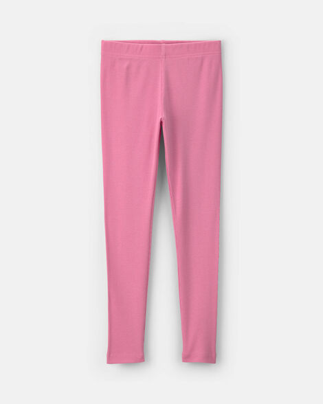 girls pull-on stretch rib leggings - pink