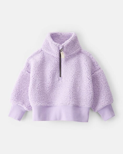 baby girl daydream fleece quarter-zip pullover sweatshirt - purple