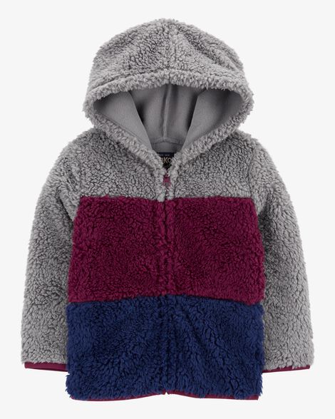  Product image 1 of Toddler Colorblock Fleece Knit Jacket - Red