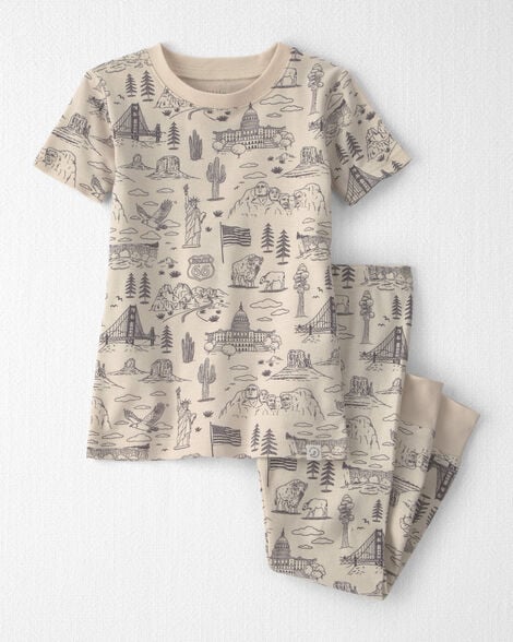 Toddler 2-Piece Organic Cotton Pajamas in Stars Stripes and Sights