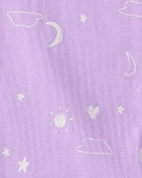 Girls Unicorn Print 100% Cotton Long-Sleeve 4-Piece Pajamas - Purple