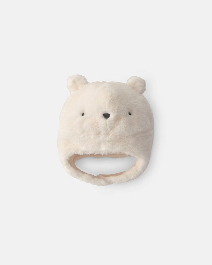 Carter's Baby Boys' or Baby Girls' Polar Bear Holiday Faux Fur Beanie - White