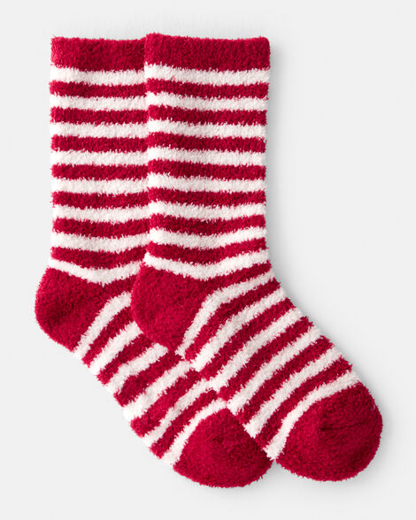 kid striped cozy socks - red/white