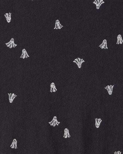 Girls Halloween Ghost Long-Sleeve Dress - Black