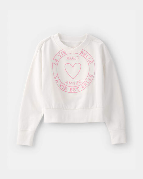 girls 'more amour' french terry pullover sweatshirt - cream   