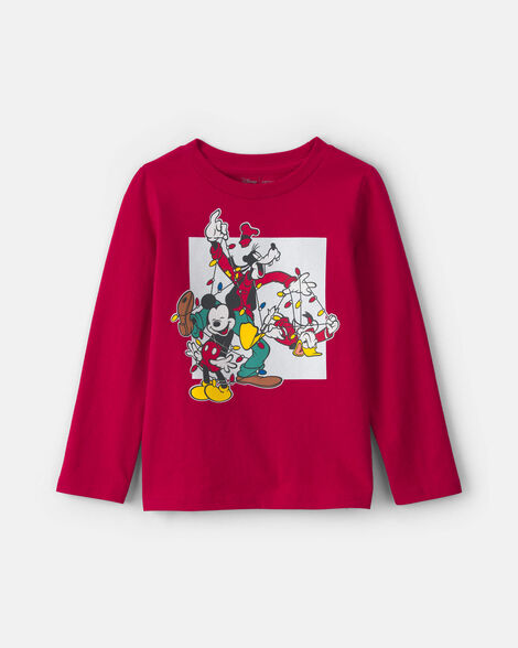 toddler disney© mickey mouse christmas long-sleeve graphic tee - red