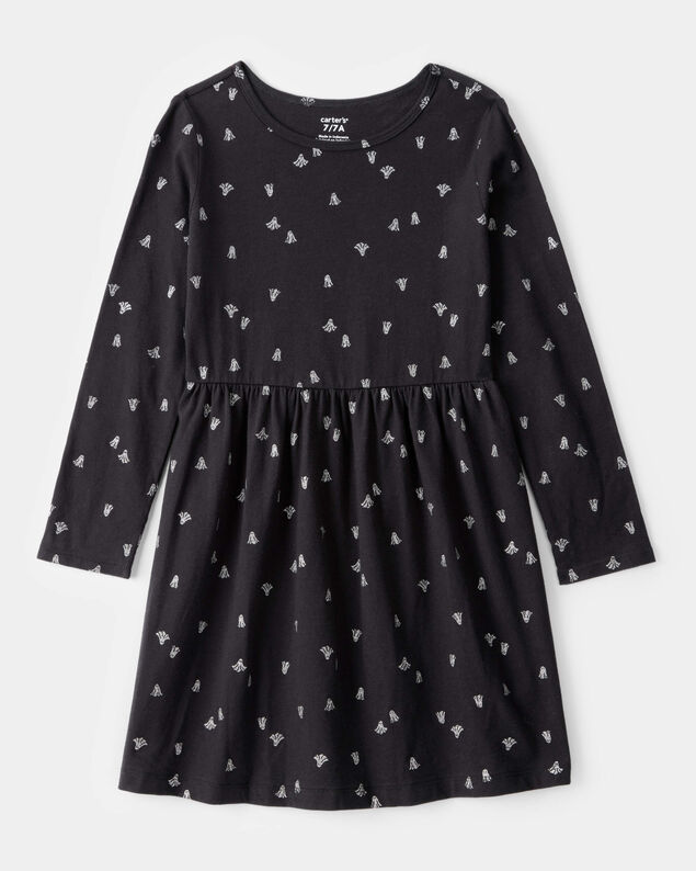 Product image 1 of Girls Halloween Ghost Long-Sleeve Dress - Black