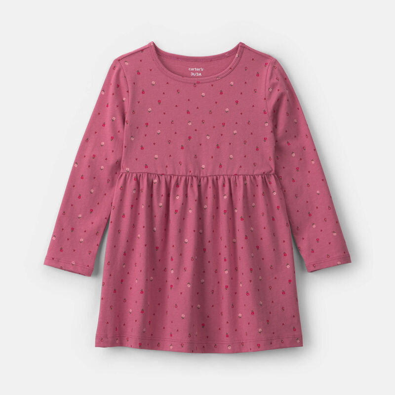 Toddler Girl Polka Dot Long-Sleeve Dress - Pink