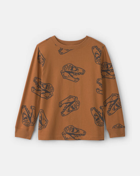 boys dinosaur long-sleeve t-shirt - brown