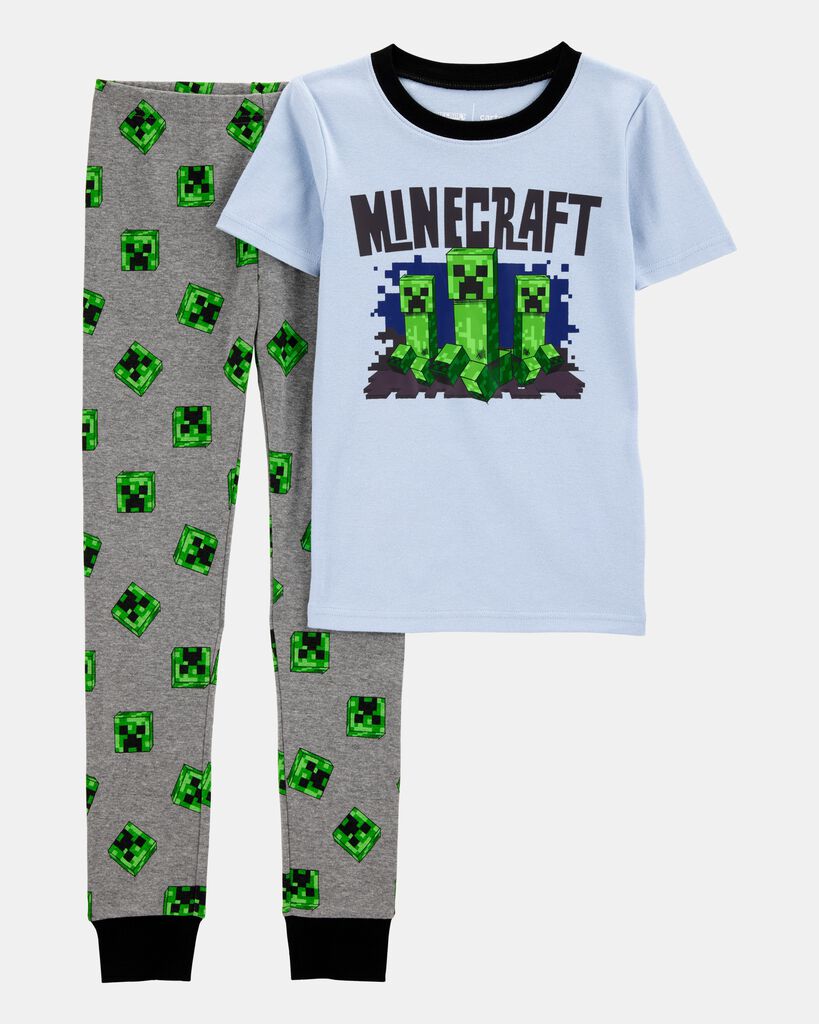 Carter's boys minecraft snug fit cotton 2-piece pajamas - blue 10 Multi