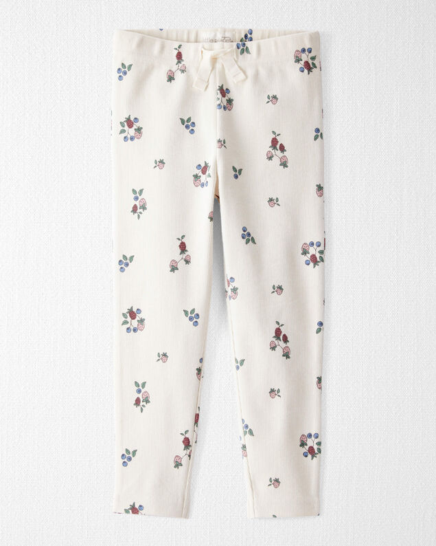 Product image 1 of Toddler Girl Organic Cotton Ribbed Knit Pants in Berry Blossom Print