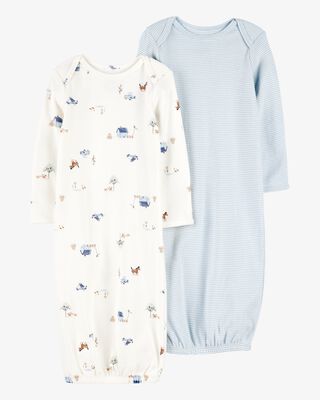 Product image 1 of Baby 2-Pack Sleeper Gowns - Blue/White