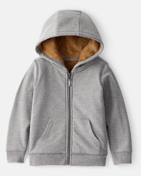 toddler boy long-sleeve hooded zip-up jacket - grey