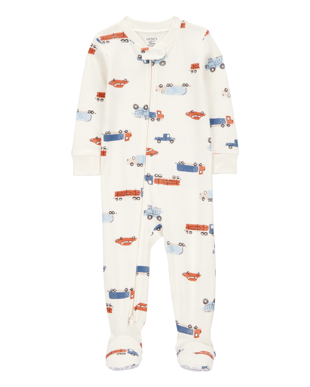 Toddler Boy 1-Piece Car Print 100% Snug Fit Cotton Footie