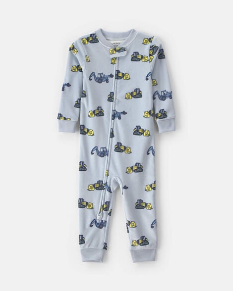 toddler boy 1-piece construction dreamplush snug fit pajama - blue