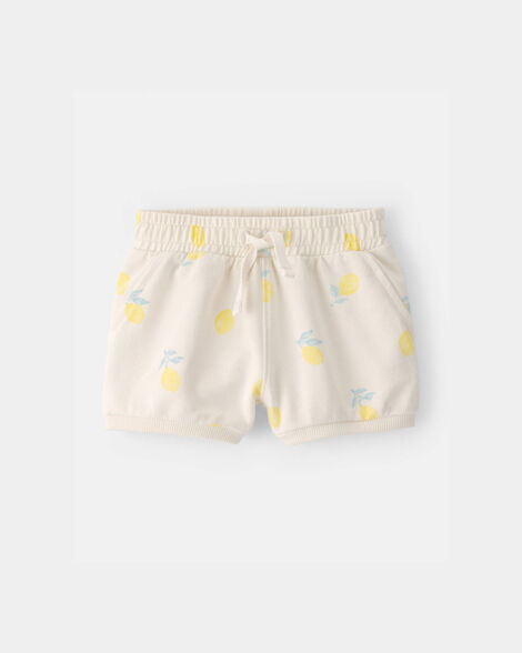 baby girl french terry shorts - ivory