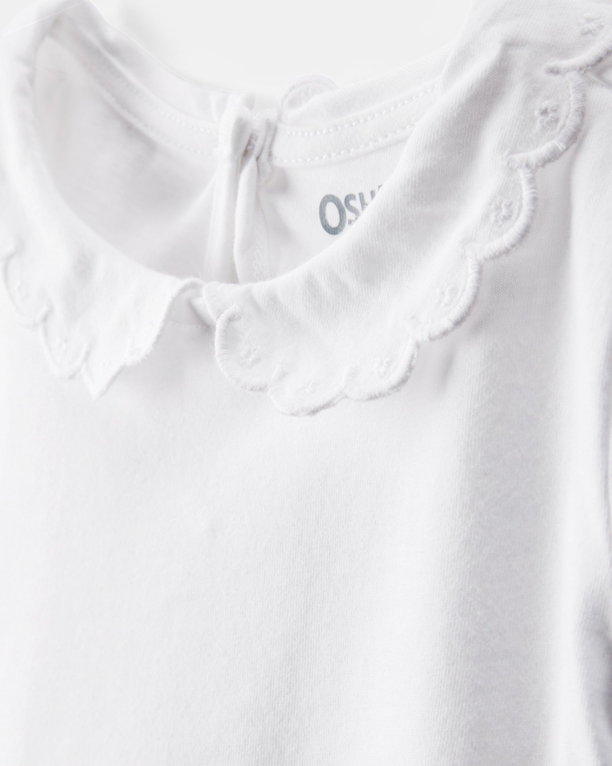 Toddler Scalloped Collar Short-Sleeve Top - White
